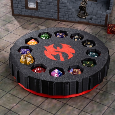 DND D20 Dice Spinner, Rotating Display Stand for 12 D20 Dice, DND Gift for Dice Collectors