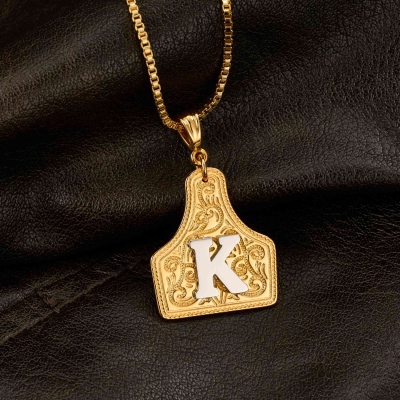Personalized Cow Tag Necklace with Initial, Sterling Silver 925 Handmade Western Jewelry, Birthday/Anniversary Gift for Cowboys/Cowgirls