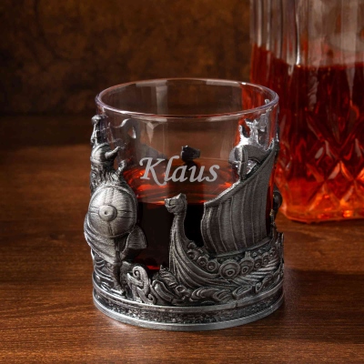 Personalized Viking Whisky Glasses Engraved Name, Cocktail Drinking Glasses Tumbler, Bar Old Fashioned Crystal Rocks Cup, Gifts for Men Groom/Best Man