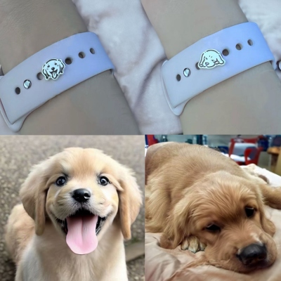 Fermoir de montre pour chiot mignon peint à la main personnalisé, boucle de bracelet Apple Watch pour portrait d’animal de compagnie, cadeau pour animaux de compagnie, cadeau pour amoureux des animaux de compagnie/maman de chien/amant de chat