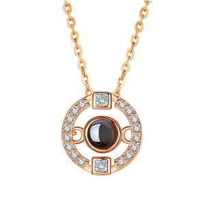 Personalized Photo & 100 Languages Projection Necklace Rose Gold