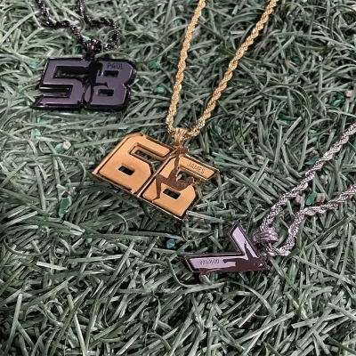 Personalized Name Football Number Necklace
