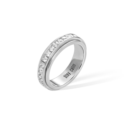 Custom Spinner Ring with Crystal, Brass Fidget Ring, Yoga Meditation Ring for Women Men Anti Anxiety/Stress