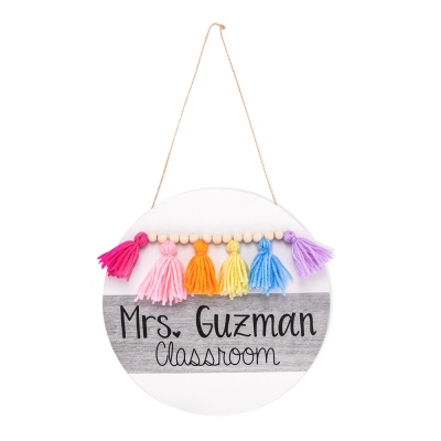 Rainbow Teacher Sign Front Door Decor with Personalized Name Sign for Teacher Gift