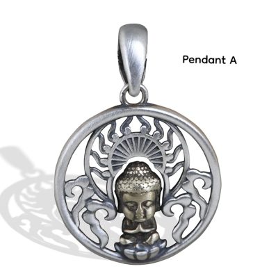 Small Buddha Necklace, 925 Sterling Silver Buddha Pendant, Vintage  Buddhist Jewelry Lucky Amitabha Amulet