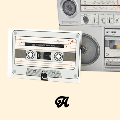 Retro Cassette Tape Gramophone Greeting Card, 80s/90s Vintage Style Audio Mixtape Case Recording Greeting Card, Gift for Family/Friends/Lover