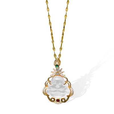 Rose Quartz Buddha Necklace, Pink Buddha Necklace, Buddha Necklace with Crystal, Buddha Jewelry