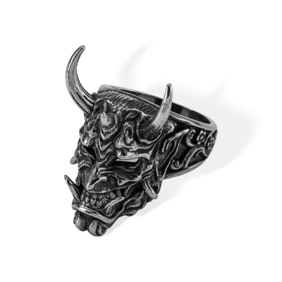 Hannya Ghost Ring, Oni Mask Ghost Ring, Demon Ring, Gothic Ring, Vintage Ring, Cool Rings for Men/Husband