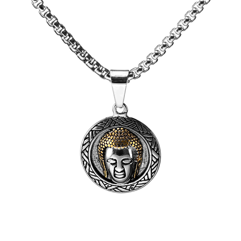 Buddha Head Pendant Necklace, Stainless Steel Waterproof Men's Necklace ...