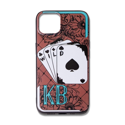 Personalized Initial Phone Case, Western Cowboy Style Phone Case, Poker Card Pattern Fashion Phone Case, Phone Accessories, Gift for Cowgirl/Friend