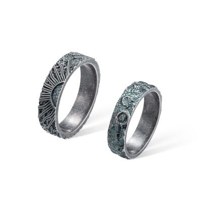 Anelli di promessa sole e luna, anelli di coppia in argento sterling 925, set di anelli di coppia, anelli abbinati, regalo di matrimonio/anniversario per moglie/fidanzata/amanti