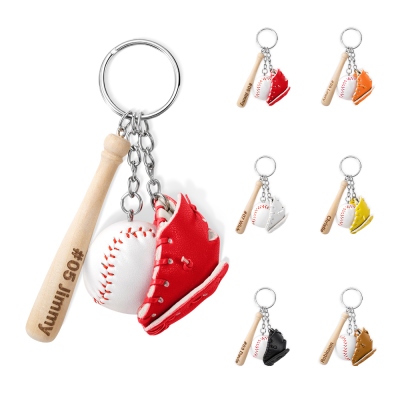 Mini porte-clés de baseball personnalisé, porte-clés chauve-souris avec nom gravé, cadeau d'équipe, bijoux de sport, cadeau de fête des pères, cadeau pour les amateurs de baseball/entraîneur/papa/lui