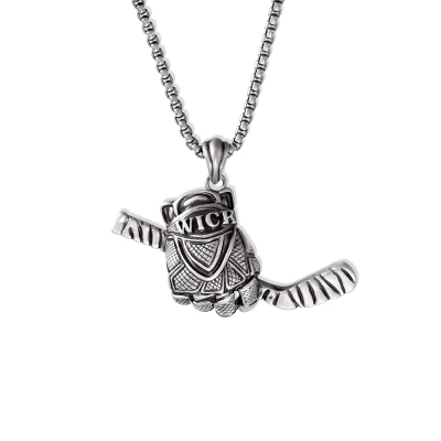 Custom Ice Hockey Necklace, Hockey Jewelry, Personalized Name Hockey Stick Necklace, Hockey Glove Pendant, Gifts for Friends/Hockey Players/Coaches