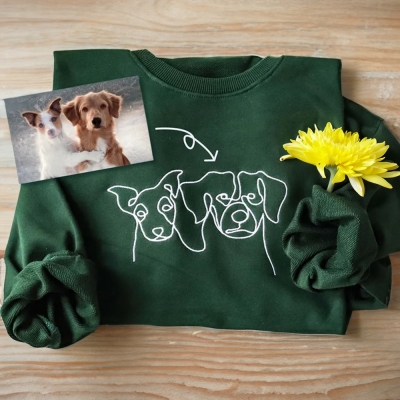 Custom Pet Embroidered Sweatshirt, Custom Pet Gifts, Personalized Dog Sweatshirt, Embroidered Hoodie, Portrait, Pet Gifts