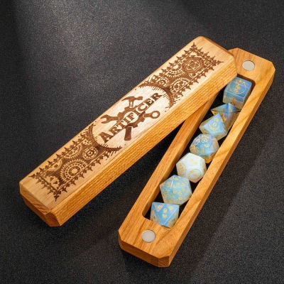 DND Class Wooden Dice Box, Dice Storage