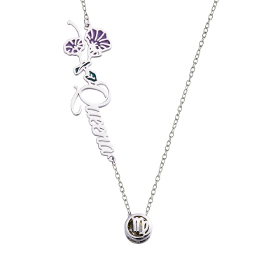 Personalisierte Geburtsblumen-Halskette mit Sternzeichen, seitliche Namens-Geburtsstein-Halskette, Astrologie-Schmuck, Geburtstags-/Muttertagsgeschenk für Mama/Sie