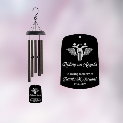 Équitation personnalisée avec carillon de vent de moto Angels, carillon de vent commémoratif de nom personnalisé, cadeau du souvenir pour motocycliste/cavalier/hommes