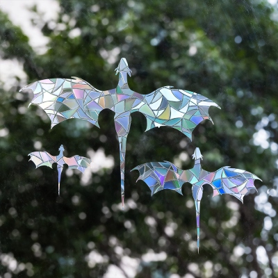 DND Static Window Clings, Dragon Set Window Cling Stickers, Monster Set Rainbow Suncatcher, Dice Set Window Gems, Set of 6 Decals, DND Dragon Gifts