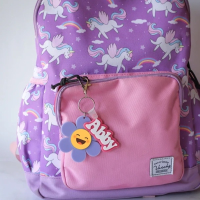 Daisy Flower Name Keychain, Personalized Keychain, Backpack Tag, Backpack Keychain, Back to School Keychain