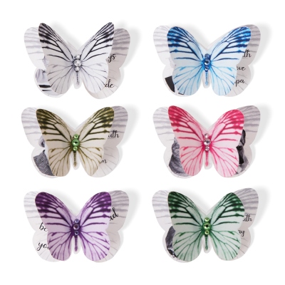 Pince à cheveux papillon en soie personnalisée avec photo et mot, breloque de bouquet de mariage papillon souvenir, cadeau pour la mariée le jour du mariage, cadeau pour fille/elle