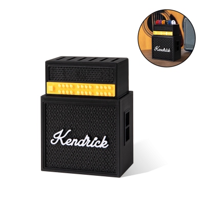 Porte-médiators de guitare imprimé en 3D avec nom personnalisé en forme d'amplificateur combo de guitare, étui pour 6 médiators, accessoire de guitare ukulélé, cadeau pour les amateurs de guitare