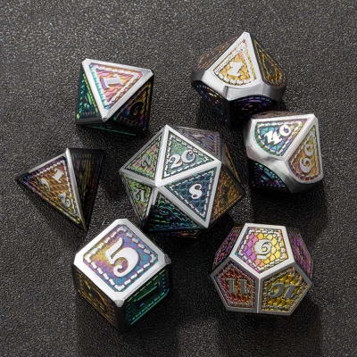 DND Dragon Scale Metal Solid Dice Set, Dragon Scale Dice, Metal Polyhedral Dice Set, Metal Dice, DND Dice Set, Tabletop Dice Set, Zinc Alloy Dice