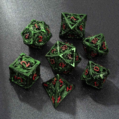 Metal DND Dragon Dice Set, DND Dice Set, Metal Dice Set, Hollow Dice Set, Christmas Dice, Dice Gift, Christmas Gift, DND Gifts