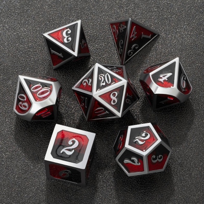 Metal Black and Red Dice Set, Red and Orange Dice, Blue and Purple Dice, Metal Dice Set, Metal Solid Dice, Red Black Dice, Tabletop Dice, DND Dice Set