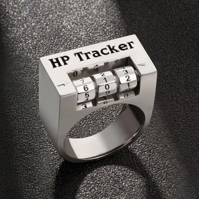 Custom Name Dice Number Health Tracker Ring, Hp Counter Fidget Spinner Ring, Life Counter Brass Ring, Life Tracker Ring, DND Jewelry, Jewelry Gift