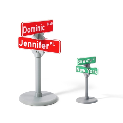 Custom Name 2PCS Street Sign Stand, 3D Printed Plate Street Signage Road Sign, Desk Nameplate Room Office Decor, Gift for Travel Lovers/Family/Friends