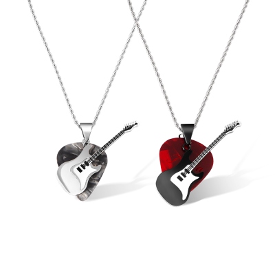 Personalized Guitar Pick Necklace with Message, Guitar Pendant Necklace, Rock Guitar Jewelry, Music Accessories, Gift for Music Lovers/Guitarists