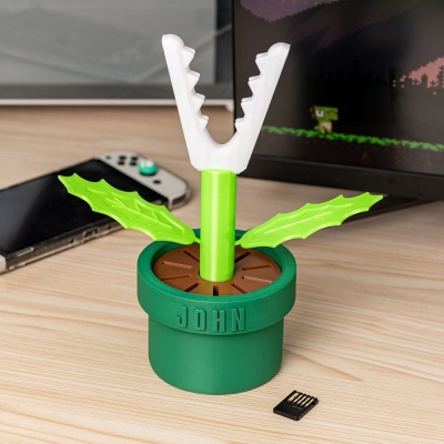 Personalized 3D Printed Piranha Plant Controller Stand, Custom Flower Pot Shape Game Card Organizer with 10 Slots, Game Accessory, Gift for Gamer