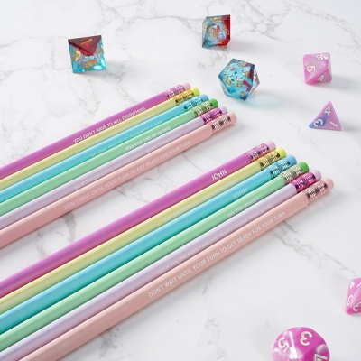 Custom Name DND Pencils Set of 6, Tabletop Gaming Accessories, Good Advice for RPG and Probably Life