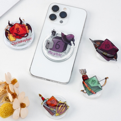 DND Class Phone Grips, Acrylic Phone Stand, Magnetic Kindle Grip, Sticky Phone Holder Grip, DND Gifts, DM Gifts