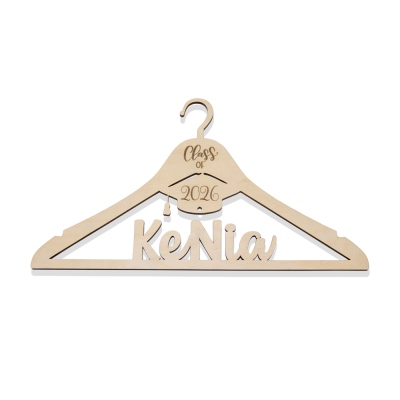 Personalized Name Graduation Hanger, Wooden Hanger with Graduation Cap, Class of 2025, Graduation Gift, Graduation Keepsake, Gift for Graduates