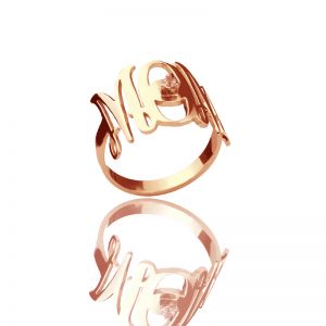 Custom Monogram Initial Birthstone Ring For Mom In Rose Gold