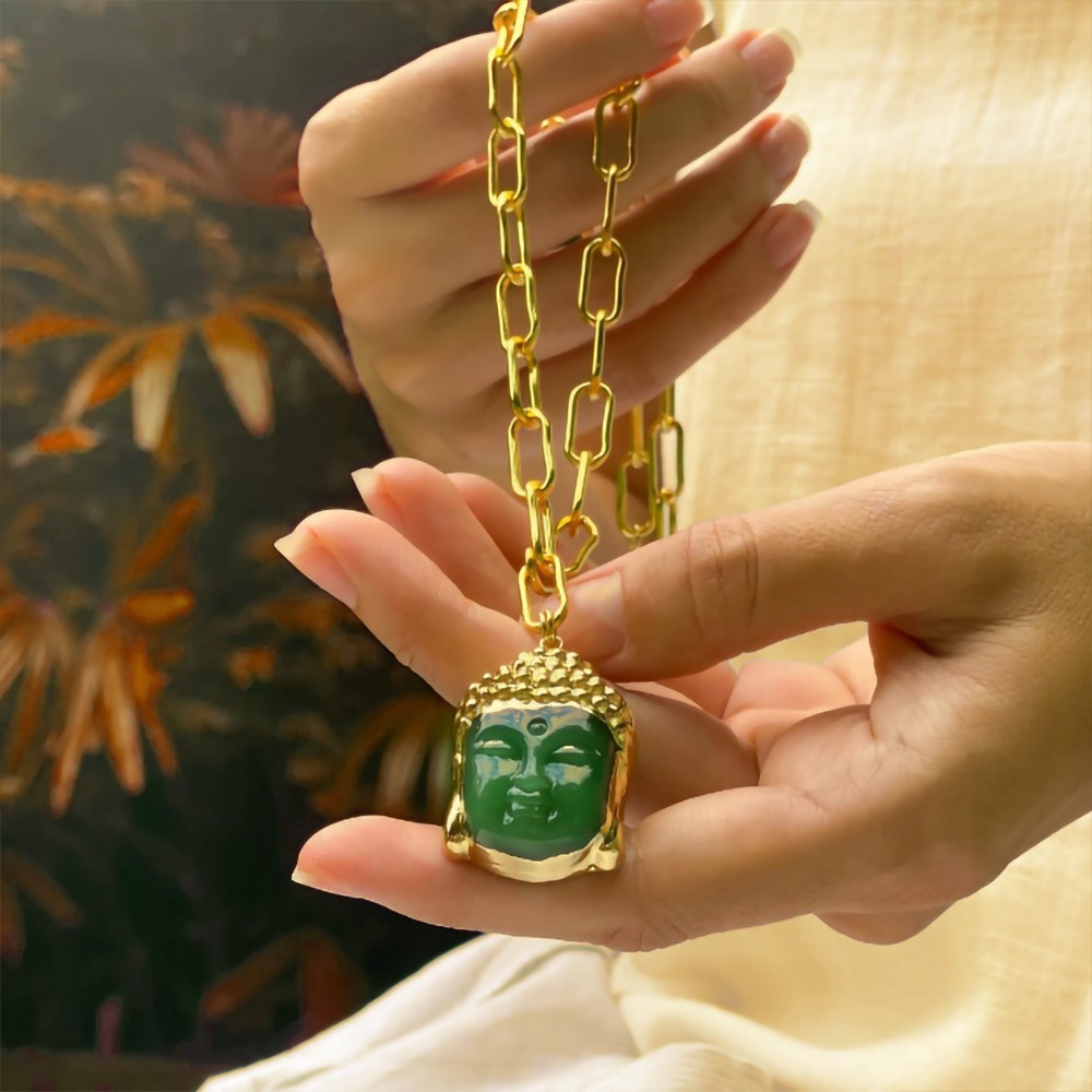 green buddha necklace
