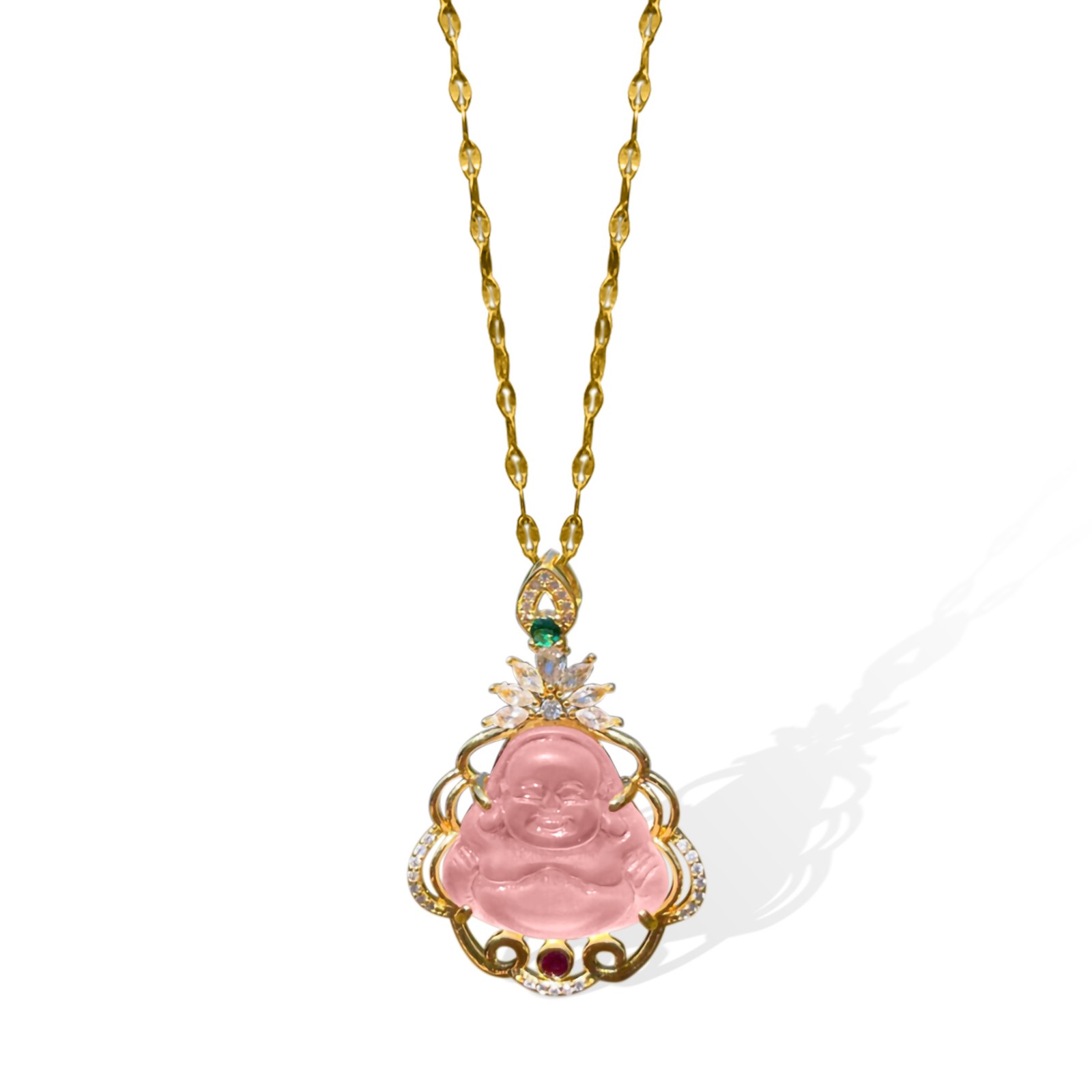 pink buddha necklace