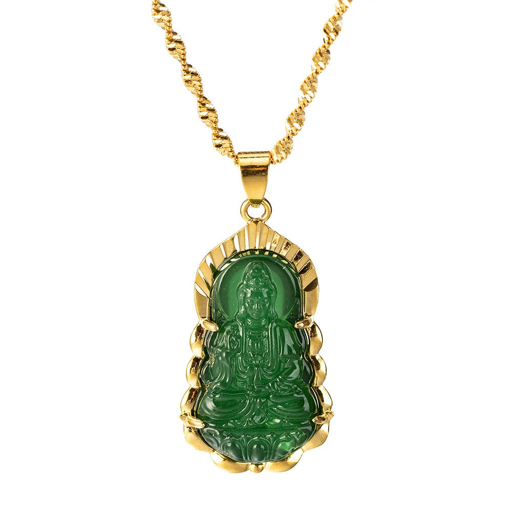 Jade Buddha Necklace Buddha On A Lotus Flower Pendant Necklace 