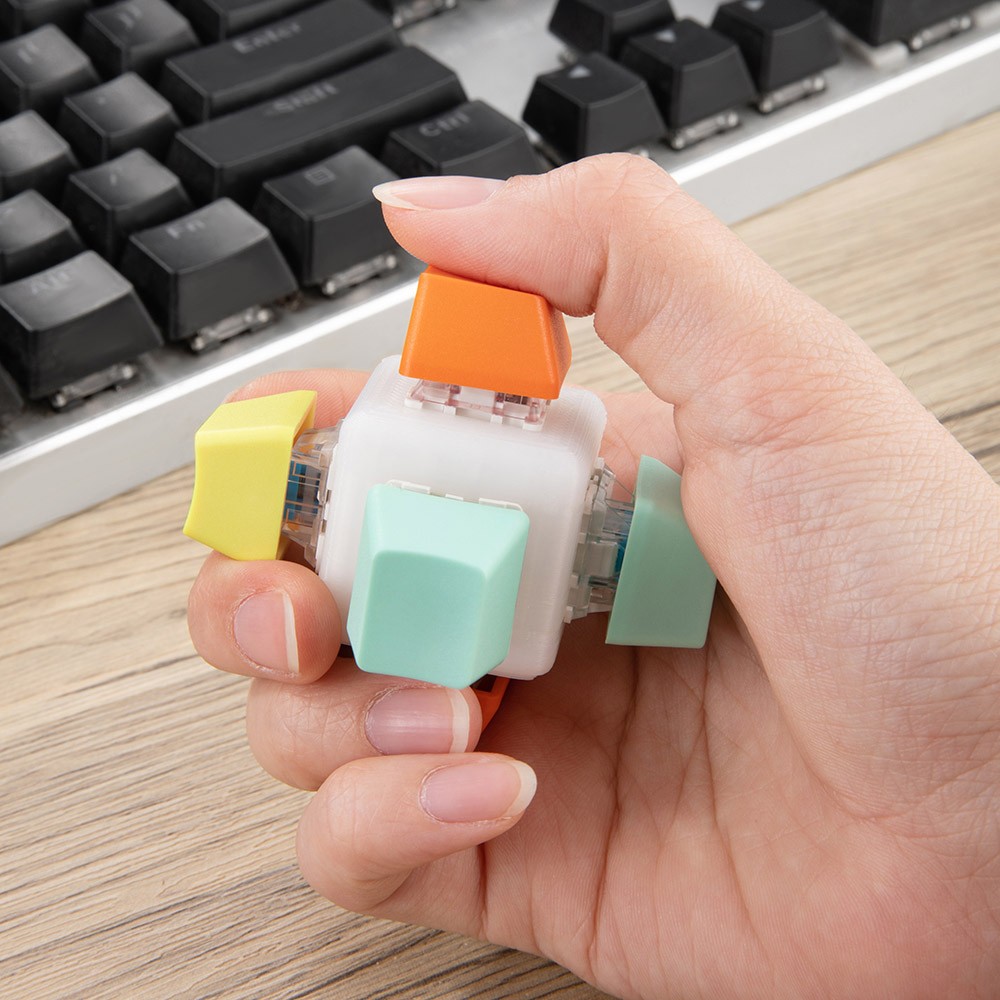 Teclado Fidget Clicker Cube Fidget Toy Keycap Fidget Slider, Fidget Toy Sensory Fidget Cube, Relaxante Hand-held para adultos Ansiedade Stress Relief
