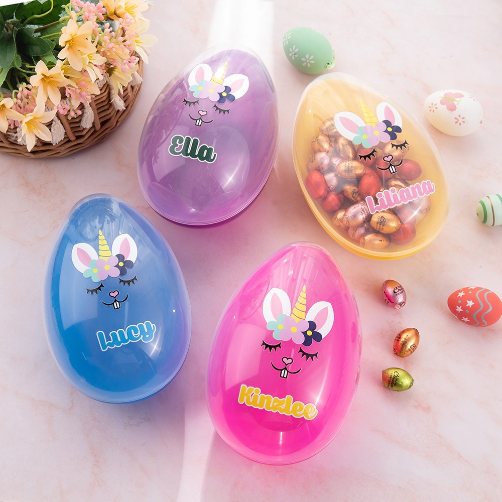 Gepersonaliseerde naam Unicorn Easter Egg, Custom Jumbo Egg, Easter Basket Stuffer Filler, Paascadeaus voor familie/kinderen/dochter/nicht