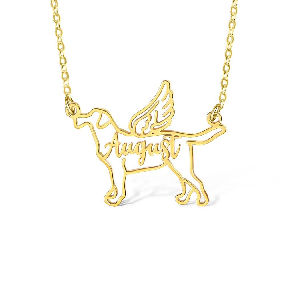 Collier de chien avec nom personnalisé, collier d'aile d'angle, collier de silhouette de race de chien, bijoux d'animaux, cadeau commémoratif pour la perte d'un animal de compagnie, cadeau pour maman de chien/amoureux des animaux de compagnie
