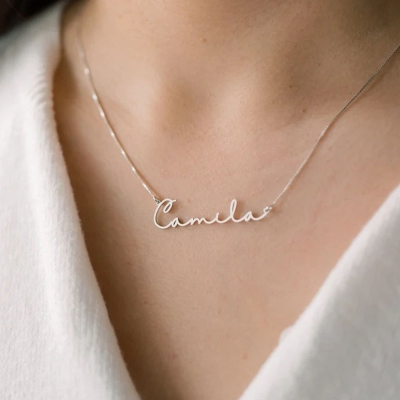 Personalized Name Necklace, Script Name Necklace, Sterling Silver 925 Statement Jewelry,  Birthday/Christmas/Anniversary Gift for Family/Friends