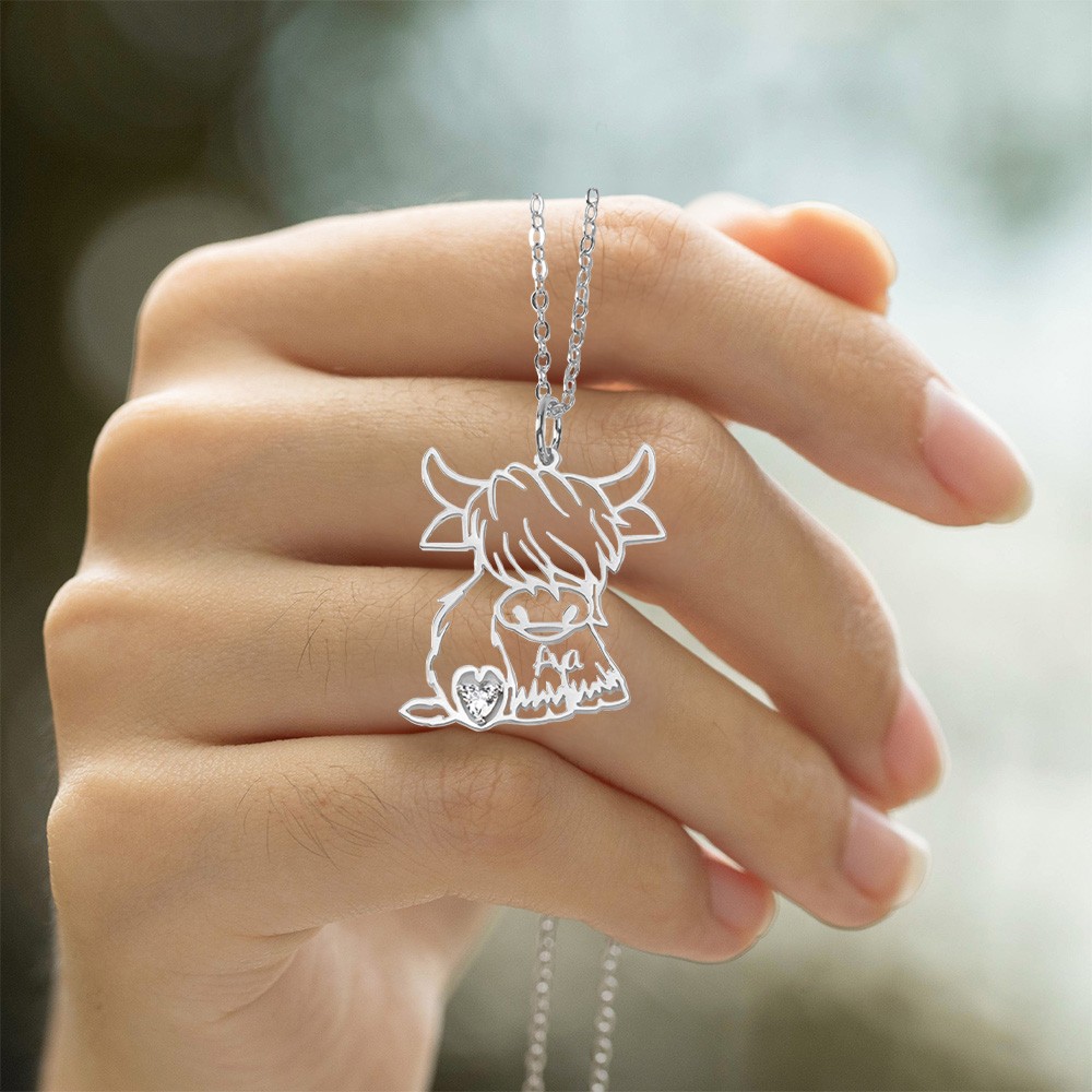 highland cow necklace