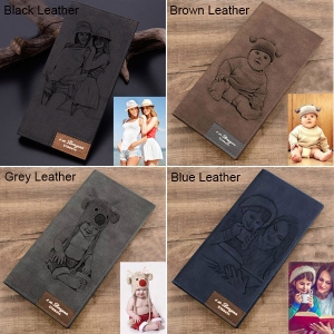 Lange Herrenbrieftasche aus Leder mit Fotogravur