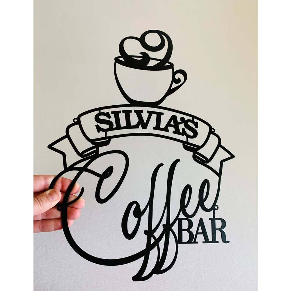 Personalized Metal Coffee Bar Name Sign Wall Art Decor