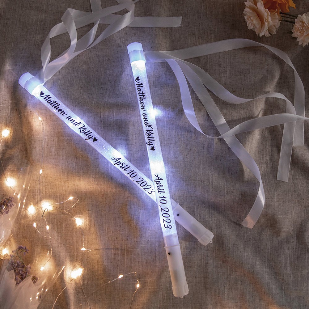 Custom Wedding Ribbon Wands with Lights, Wedding  LED Ribbon Wands, Wedding Favors Ideas