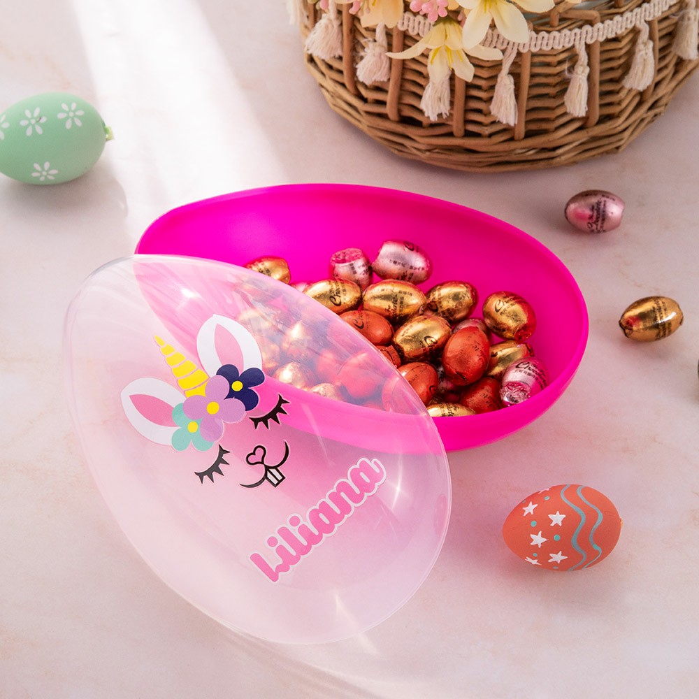 Gepersonaliseerde naam Unicorn Easter Egg, Custom Jumbo Egg, Easter Basket Stuffer Filler, Paascadeaus voor familie/kinderen/dochter/nicht