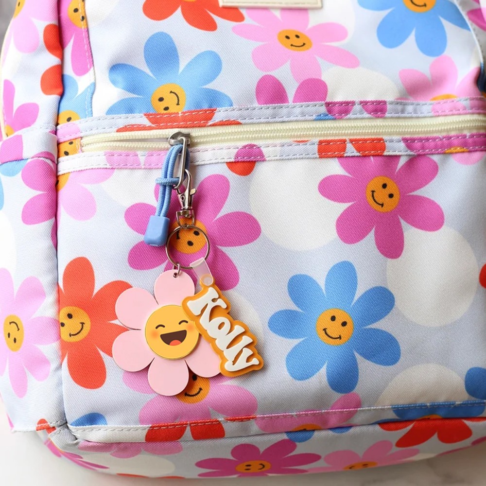 Daisy Flower Name Keychain, Personalized Keychain, Backpack Tag, Backpack Keychain, Back to School Keychain