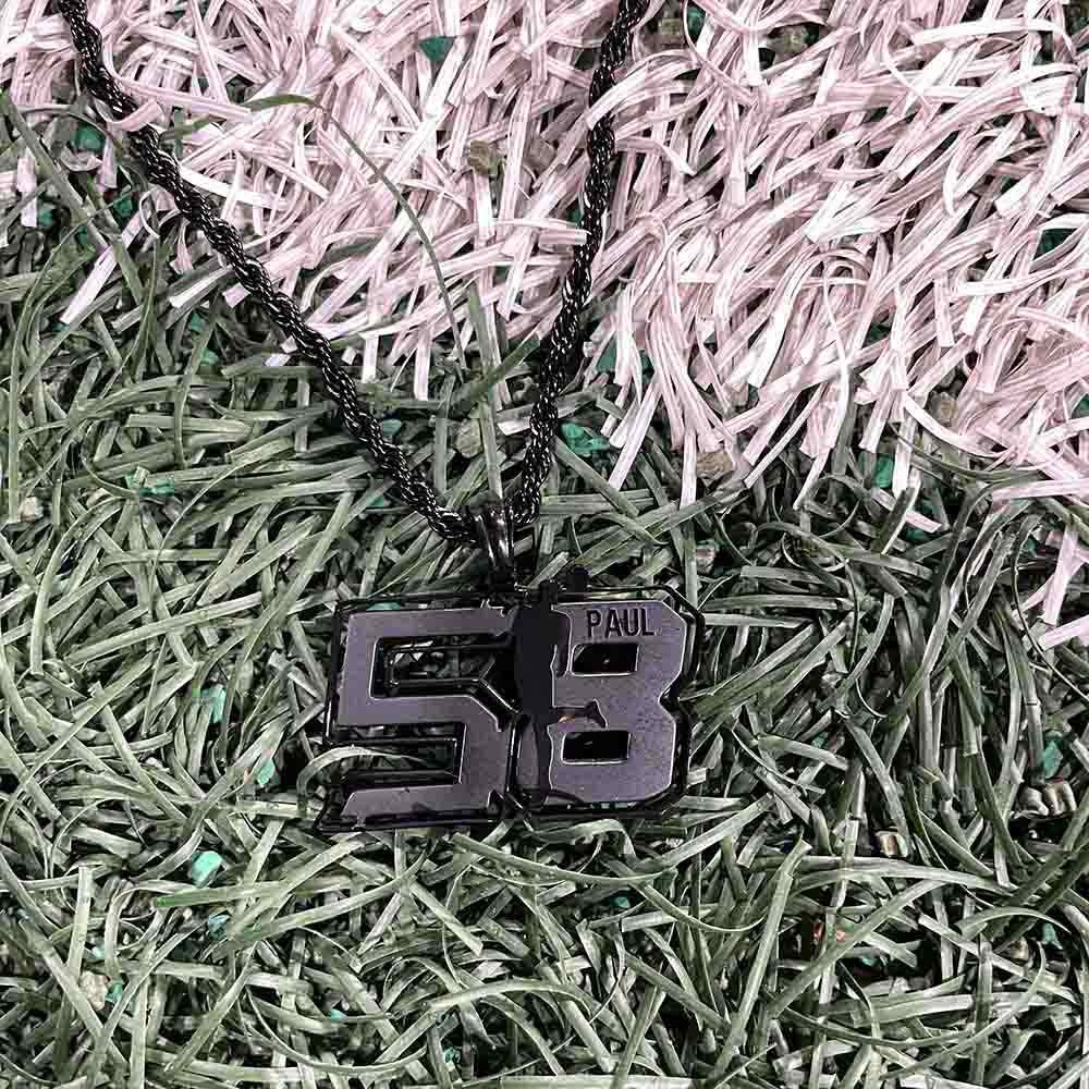 Personalized Name Football Number Necklace